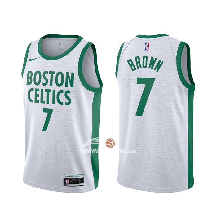 Maglia Boston Celtics Jaylen Brown Citta 2020-21 Bianco